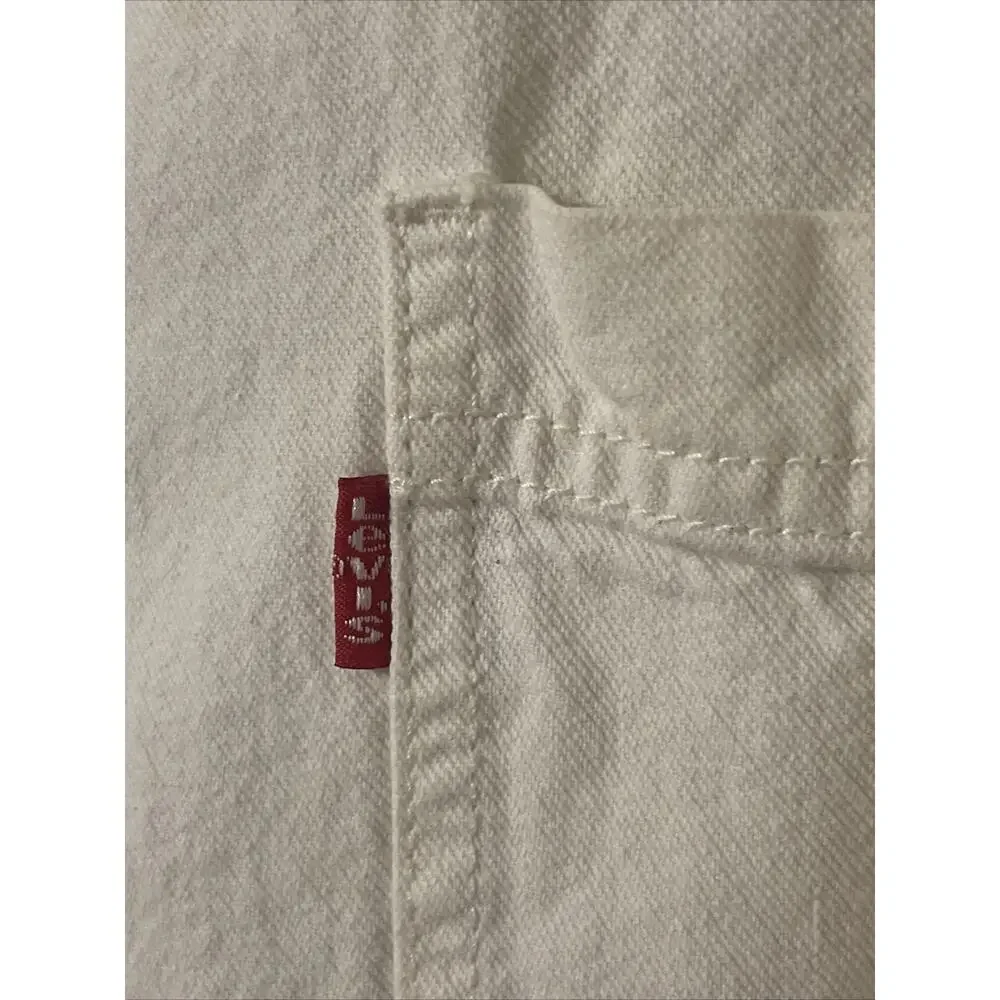 Vintage 90s Levi’s Red Tab Men’s Large White Long Sleeve Shirt W/Metal Buttons